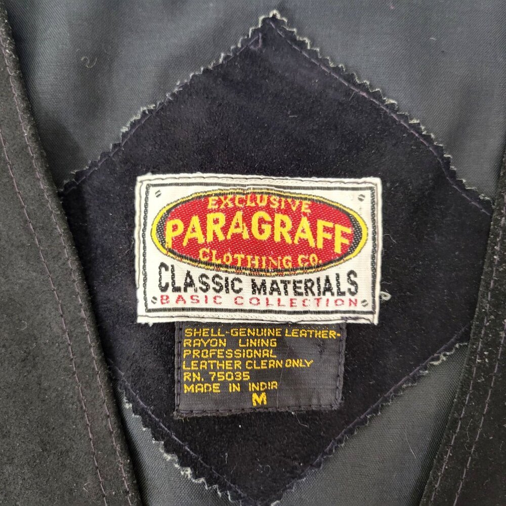 Paragraff Genuine Leather Black Suede Vest With Snap Front Men's Medium - Picture 3 of 4